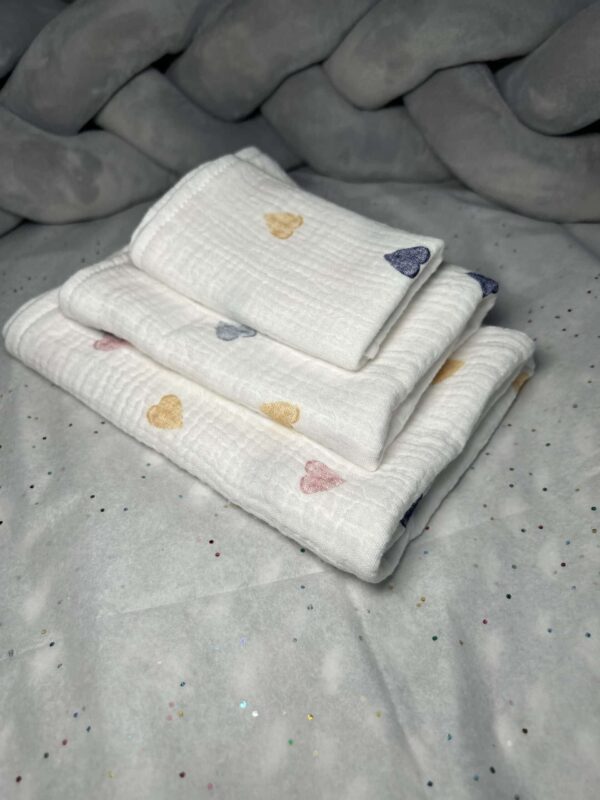 Muslino merliukas "Spalvotos širdelės"