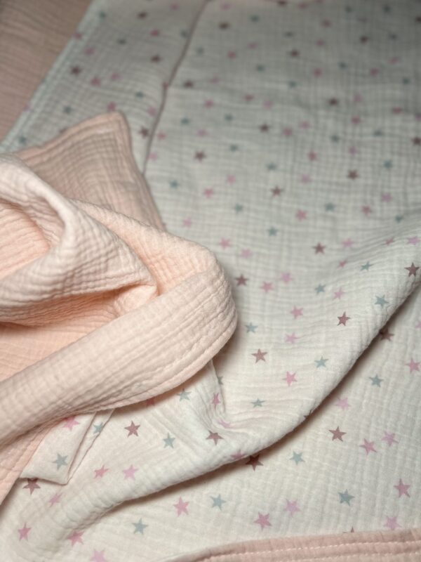 Dvisluoksnis muslino užklotukas "Žvaigždelės"