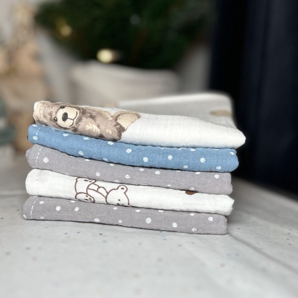 Muslino merliukų rinkinukas Kalėdoms “Melsvas”