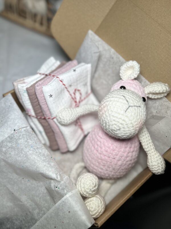 Muslino merliukų ir avytės rinkinukas mergytei